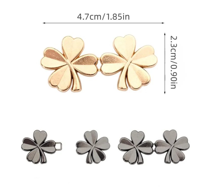 1 คู่ Four Leaf Clover กระชับเอวปรับได้สําหรับกางเกงยีนส์ไม่จําเป็นต้องเย็บปุ่มที่ถอดออกได้กางเกงกระโปรง