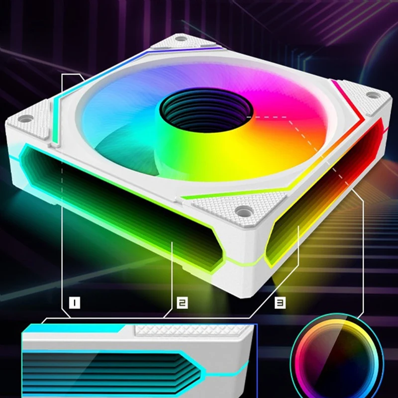 ICE Whale Prism 6PRO ARGB PC Case Fan 12cm 3-sided Infinite Mirror 5V 3PIN Motherboard Lighting Sync 4PIN PWM Silent Cooling Fan