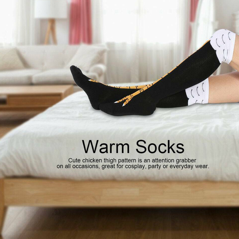 Invierno otoño mujeres 3D estampado de patas de pollo divertido dibujos animados 3D muslo calcetín alto moda lindas señoras punta delgada pies medias Cosplay