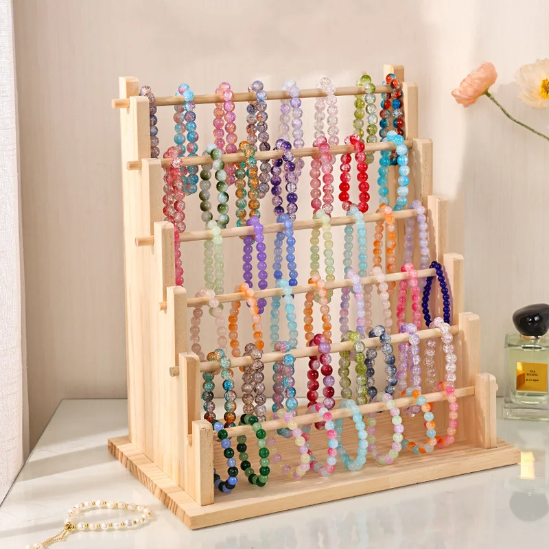 6-stufiger abnehmbarer Schmuckhalter aus Holz, Schmuckständer, Holz-Schmuckständer für Schmuck, Ohrringe, Armbänder, Halsketten, D