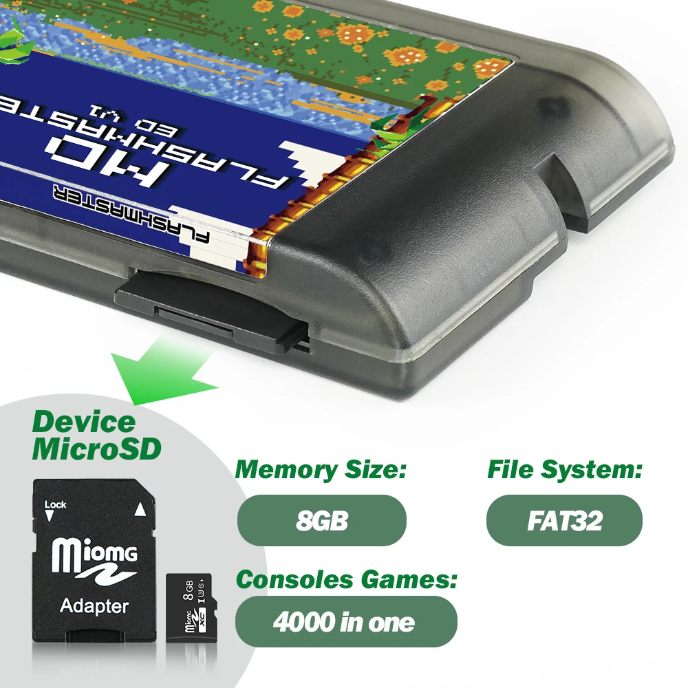MD V1 Card 4000 in 1 With 8GB TF Card MD Game Card For Original Sega Genesis Mega Drive Master System
