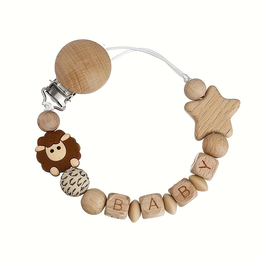 Clips de sucette en bois pour bébé, porte-mamelon factice, chaîne en Silicone, ours Koala, sucettes d'animaux, jouets de dentition