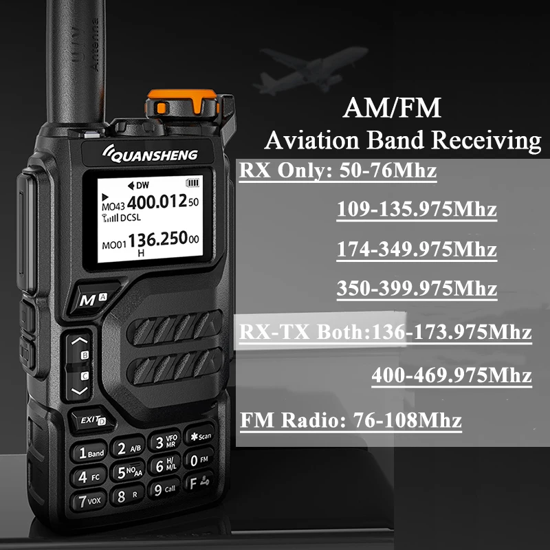 Quansheng UVK5 Walkie Talkie 50-600 MHz banda completa tipo C cargador AM DTMF Scrambler NOAA UVK6 K58 UV-5R Plus FM Ham Radio bidireccional
