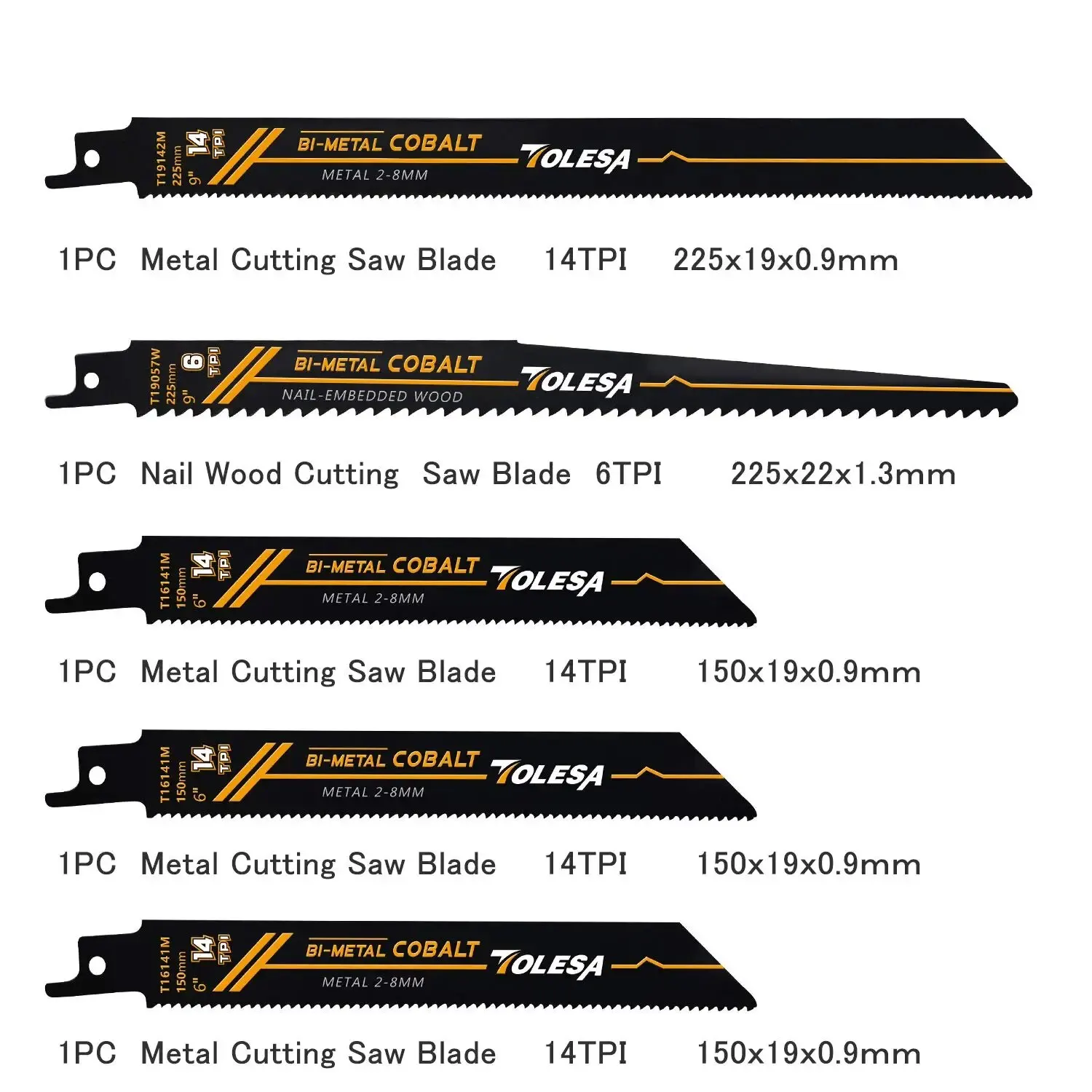 TOLESA 10 hojas de sierra bimetálicas alternativas para poda de madera, corte de PVC, corte de metales pesados, hoja de tubo de Metal para puerta de ventana