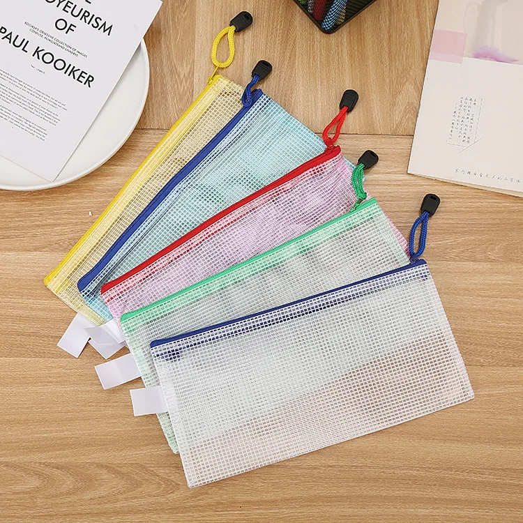 Bolsa de malla con cremallera A3/A4/A5/A6, bolsa para documentos, carpetas de archivos con cremallera impermeables, estuche para lápices, bolsas de almacenamiento, suministros escolares y de oficina, 5/10 Uds.