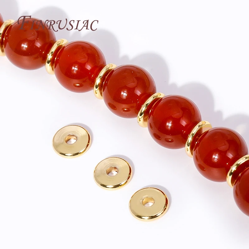 Separadores de cuentas de 3-6mm, separadores de cuentas chapadas en oro Real de 18K, accesorios para joyería, cuentas para pulseras, cuentas espaciadoras