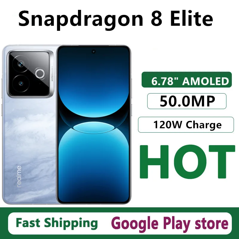 Versão China Realme GT 7 Pro Racing Edition 6500mAh 120W Supervooc Snapdragon8 Elite 50MP IMX896 OIS 6,78 Polegadas AMOLED IP69