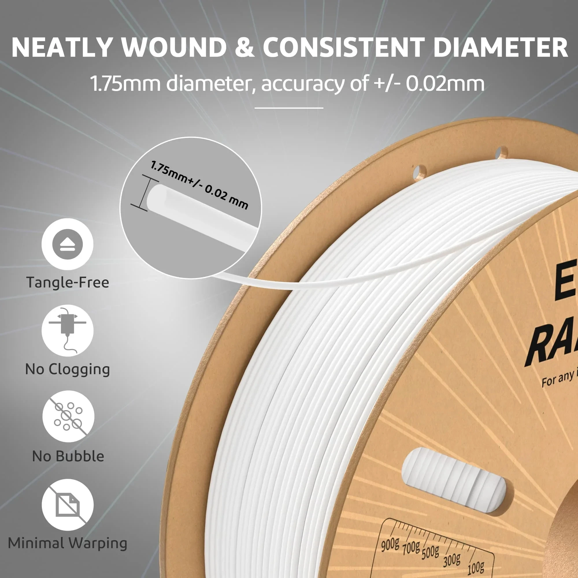 Filamento ELEGOO RAPID PLA + 1,75 mm, filamento de impressora 3D, suporte para velocidade de impressão de 30-600 mm/s, compatível com a maioria das impressoras 3D FDM