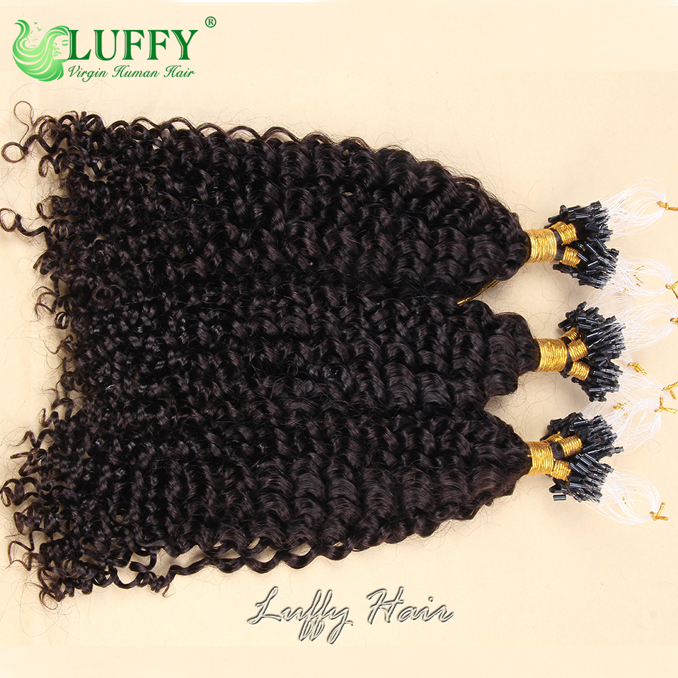 Extensiones de cabello humano con microanillo rizado para mujeres negras, cabello Remy brasileño, extensión de cabello Microlink, doble estiramiento