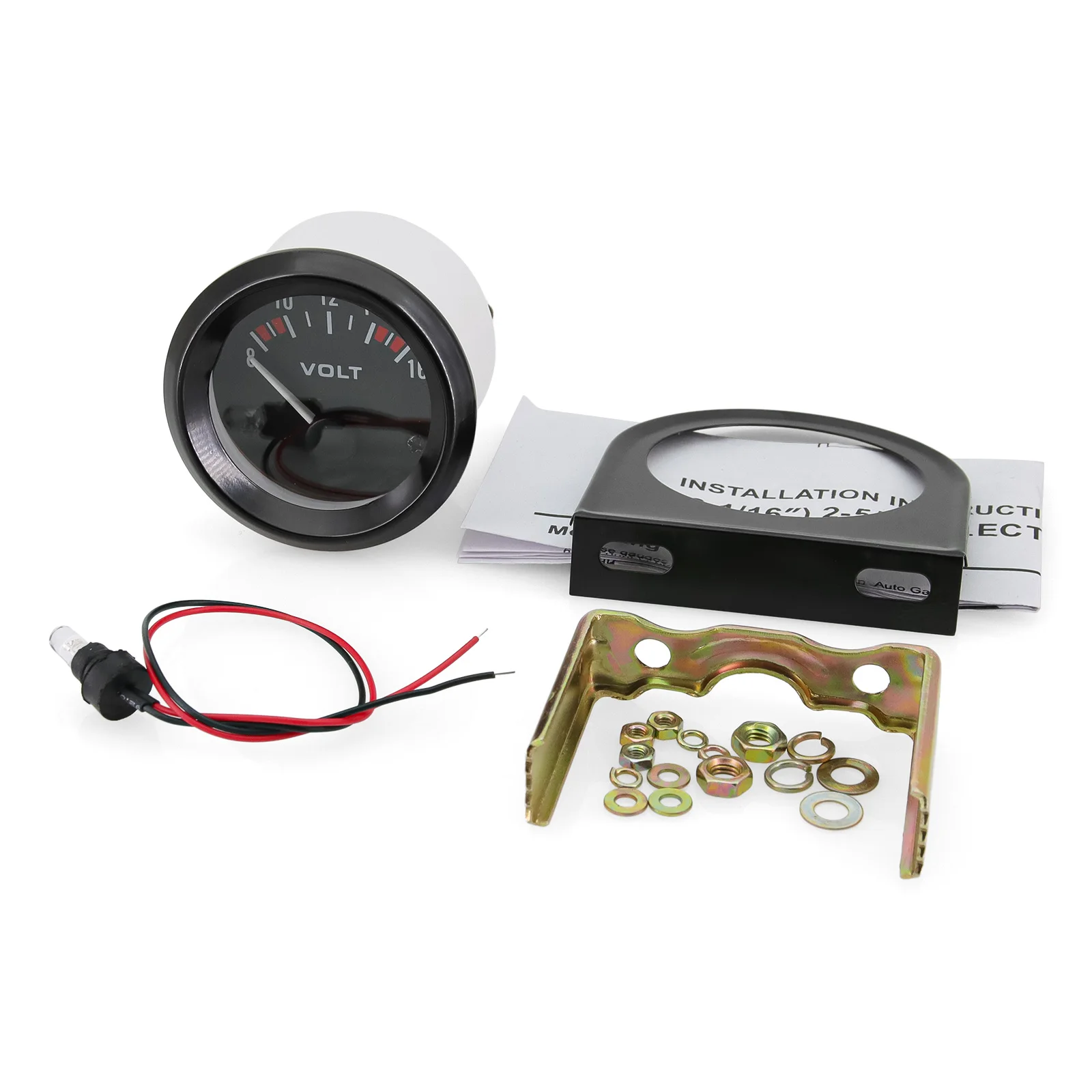 ブラケットポッドホルダー付きカーメーター、52mm、黒、水温、オイルプレス、オイルプレス、ボルト、燃料レベルゲージ、ガソリンカー、12v