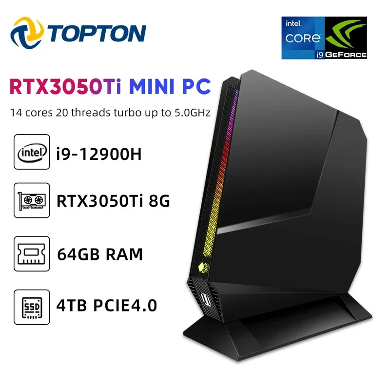 Игровой мини-ПК Topton Intel i9 13900H 12900H i7 13800H 12700H Nvidia RTX4060 3050 8G Настольный геймерский мини-компьютер Win11 Pro WiFi6