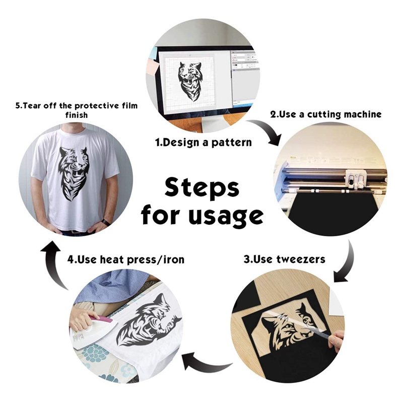 HTV-Lot de Vinyle à Transfert de Chaleur, Blanc et Noir, T-Shirt, Fer à Repasser, 12x10 Pouces, 33 Pièces