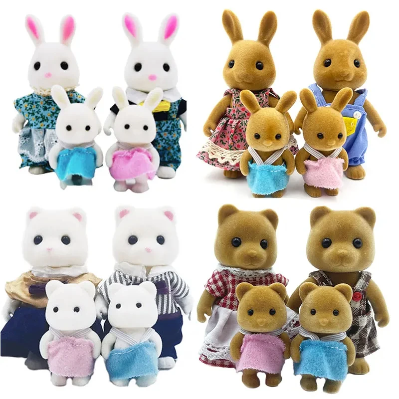 Familia de animales del bosque, muebles para casa de muñecas, dormitorio, cocina, baño, accesorios de muñecas de simulación en miniatura, juguetes DIY para niñas, 1/12