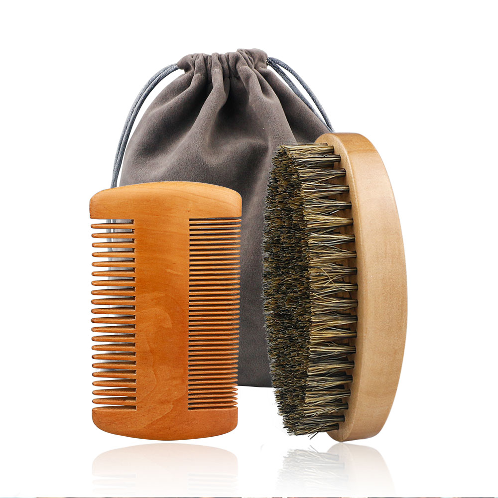 Professional Men's Shaving Brush Set Boar Bristle Portable Barber Natural Beard Brush Comb for Facial Cleaning Styling Tools