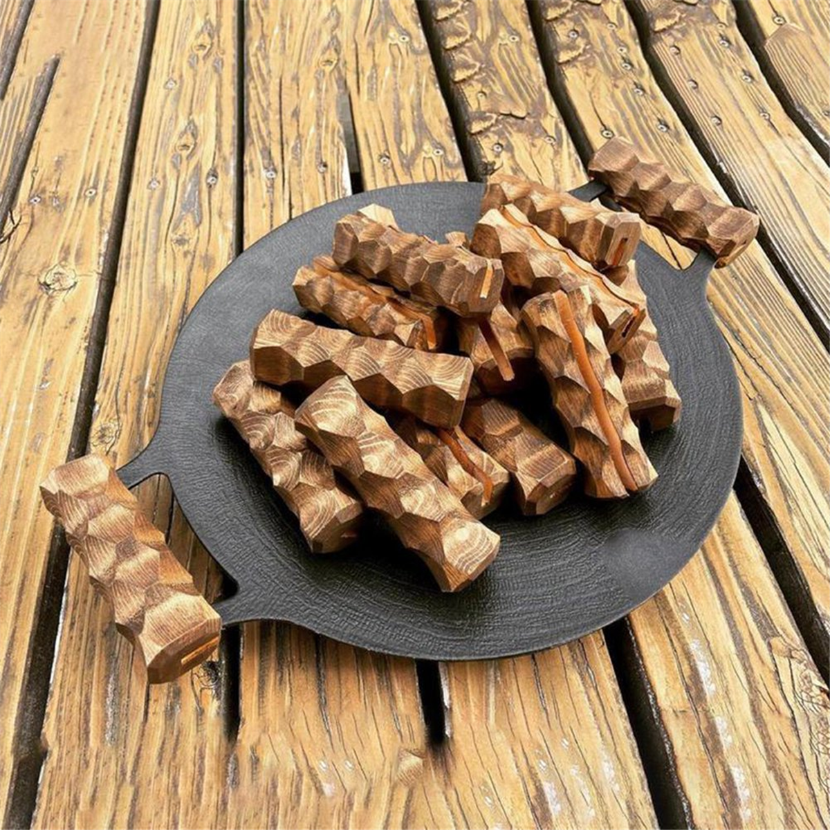 BABQ Wooden BBQ Pan Handle Anti Scald Heat Resistant Insulated Grip Replacement for Outdoor Camping Sauce Grill Pan Griddle