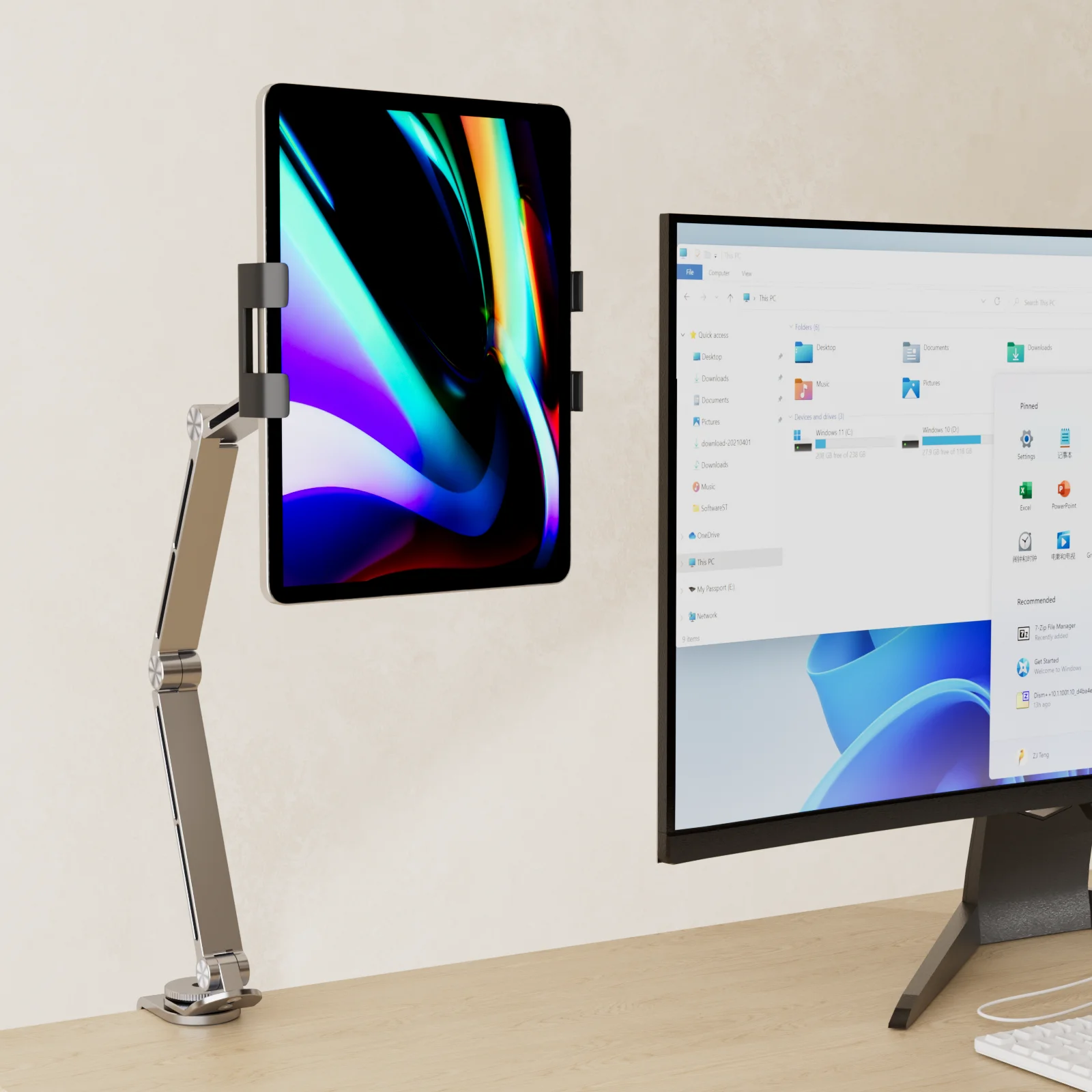 Soporte para tableta de 3 varillas con rotación de 360 y ángulos ajustables Compatible con tabletas, teléfonos y portátiles, portátil y plegable