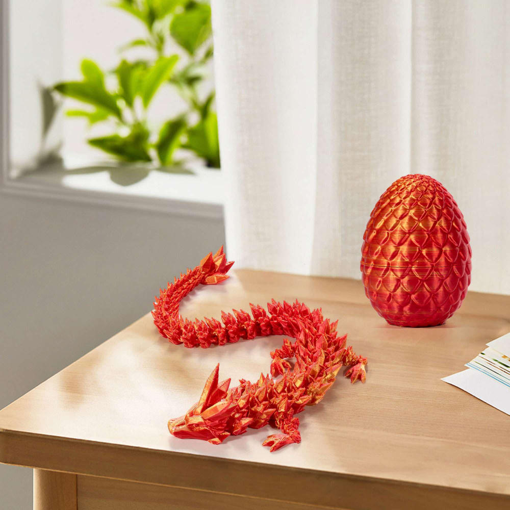 1/2PCS 3D Printed Dragon Egg with Dragon Fully Articulated Dragon Model Movable Rotatable Articulated Desktop Ornament Kid Toy