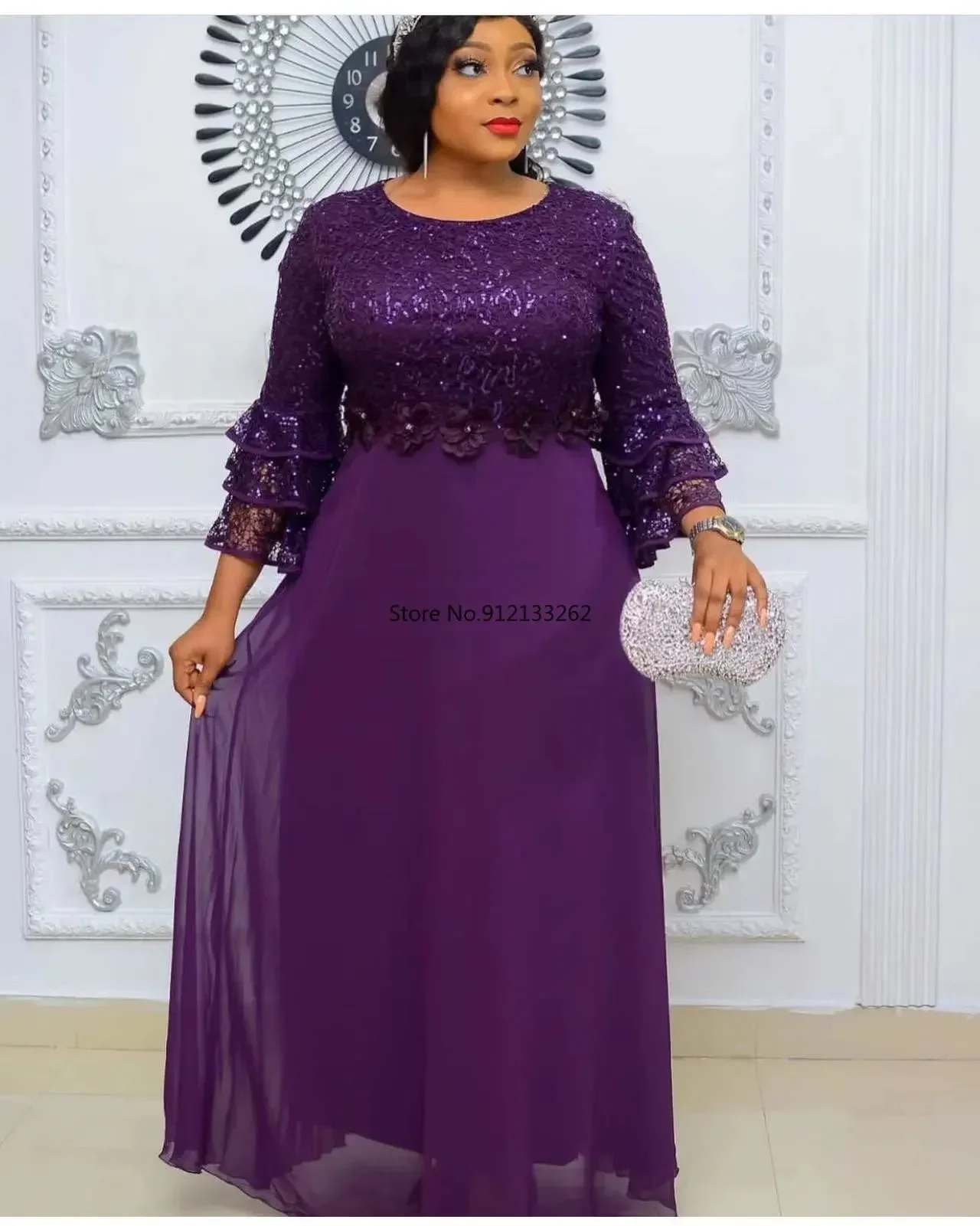 Robes de soirée de mariage africaines pour femmes printemps automne africain à manches courtes col en v Polyester vert rose rouge robe longue robe Maxi