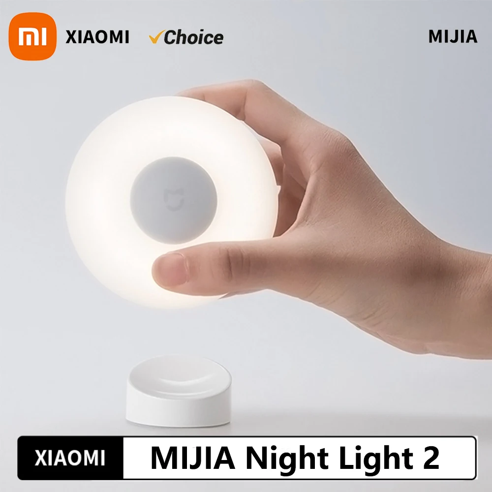 Xiaomi Mijia Luce notturna a induzione a LED 2 lampade Luminosità regolabile Sensore intelligente a infrarossi per il corpo umano con base magnetica -CN