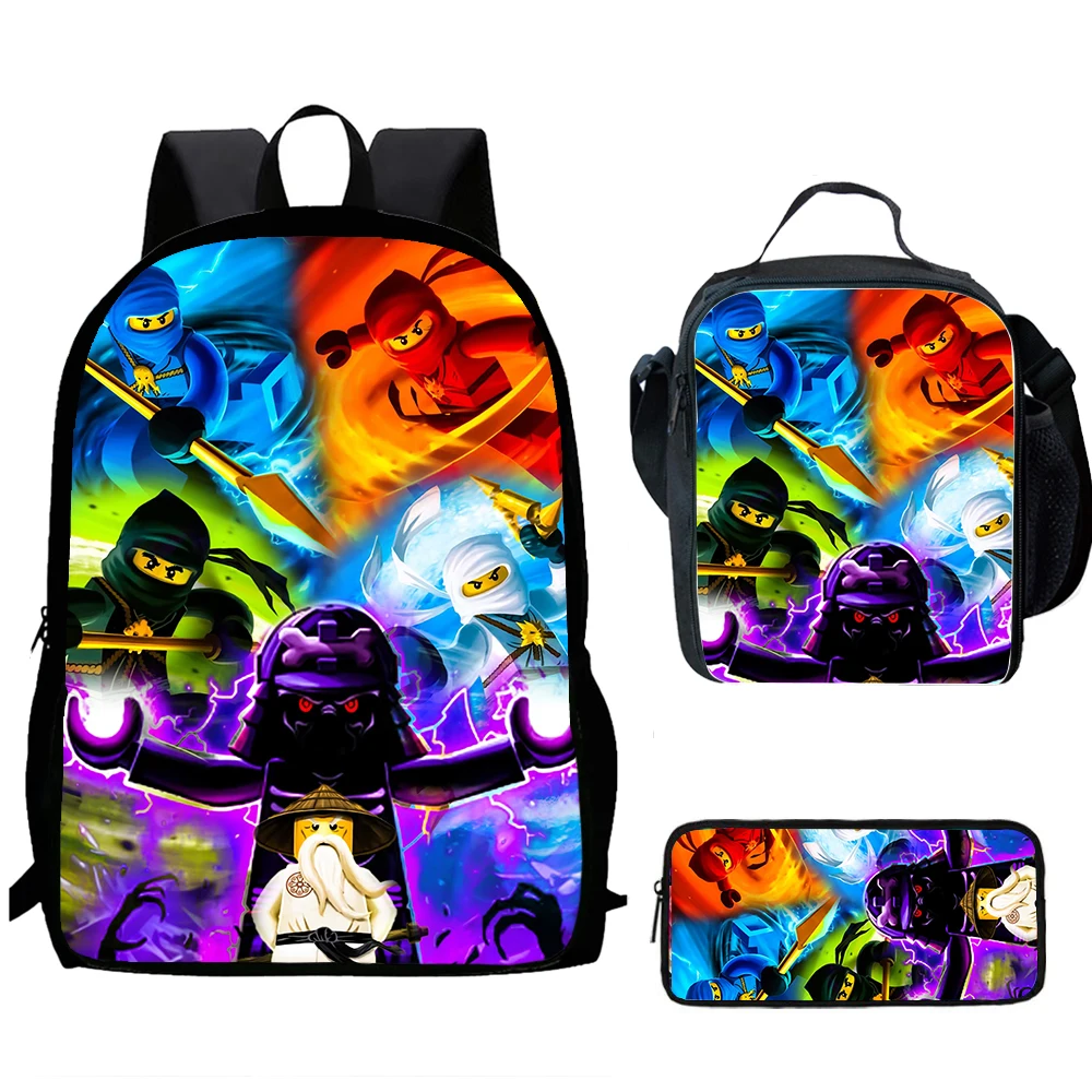 N-Ninjago Dragon Rising 1/3pcs Backpack Cartoon School Bag for Boy Girl with Lunch Bag Pencil Box Backpack for Child Rucksack