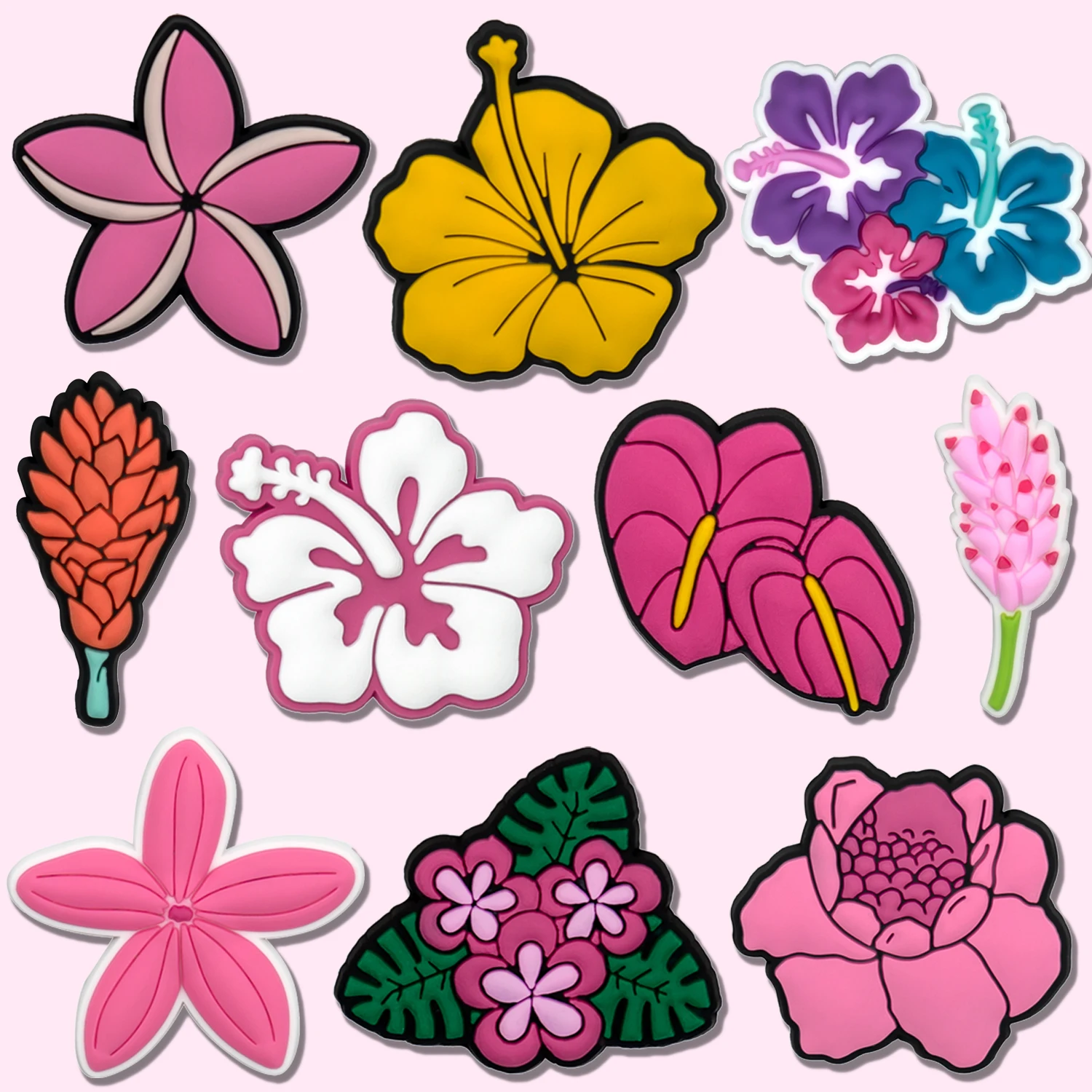 1/10 Uds. Amuletos de zapatos de flor de jengibre para manualidades mujeres niñas accesorios de zapatos de flor rosa decoración oreja de trigo Pin zuecos para niños