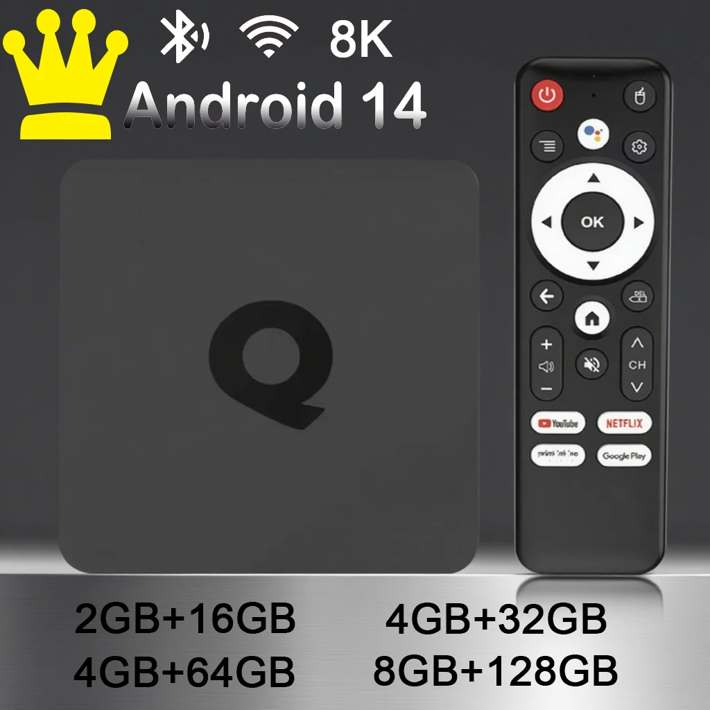 Android14 Smart TV Box Q1 Allwinner H313 Supports 2.4G&5G Dual Wifi 8K 64G 128G Rom Google Media Player TV Box Voice Set Top Box