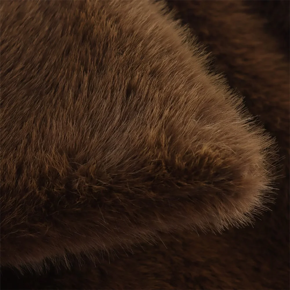 Loose lapel button embellished brown long sleeved jacket for women's autumn and winter collection