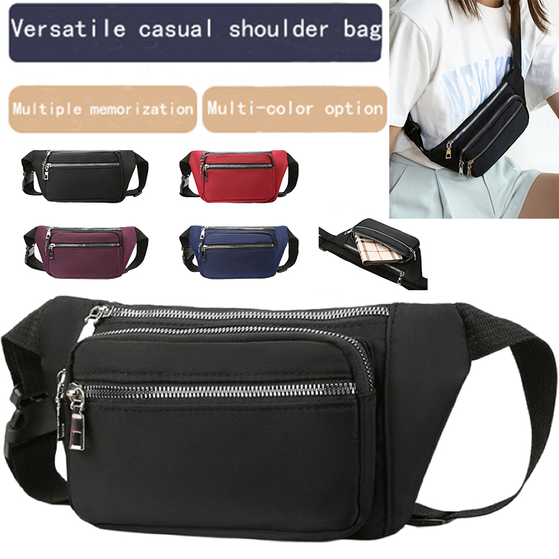 Pacote de cintura multifuncional, bolsa de peito e bolsa crossbody com fecho de zíper, bolso frontal de colete esportivo para caminhadas e uso diário como