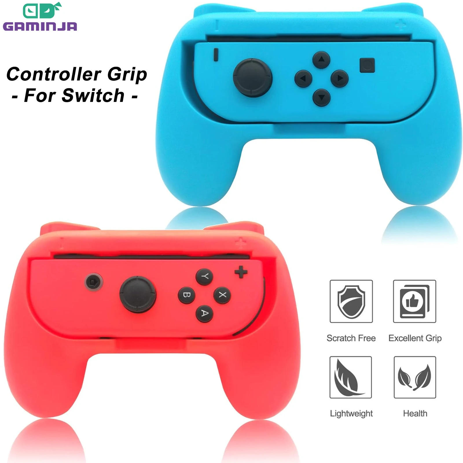 GAMINJA 2Psc controlador de mango resistente al desgaste para Nintendo Switch mango de controlador de agarre de mano ergonómico para Switch Joy Con