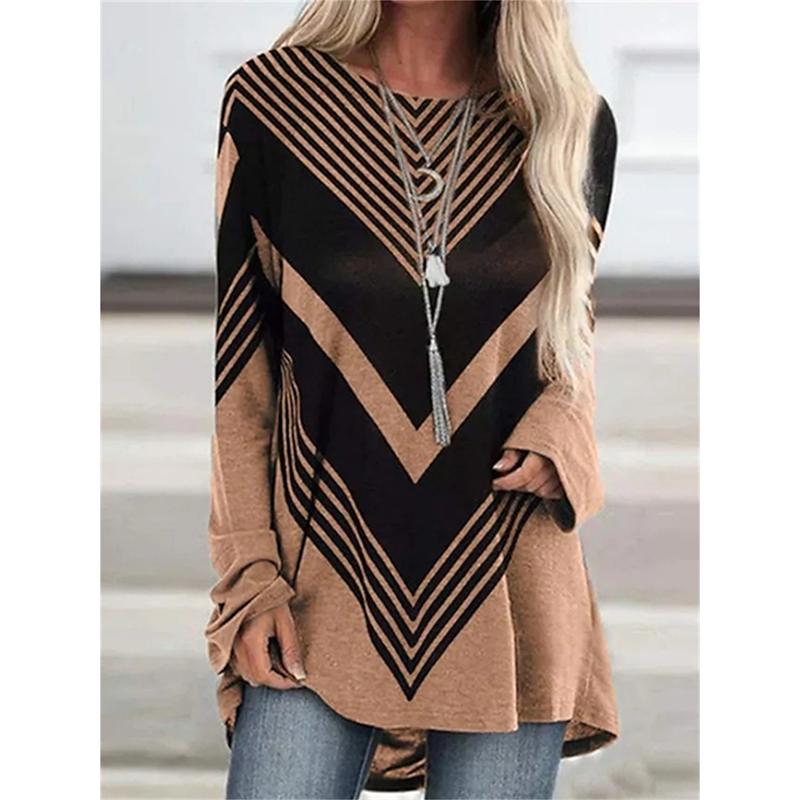 2024 Newt-Camiseta informal de manga larga con cuello redondo, camiseta estampada, ropa cómoda de alta calidad, gran versión de manga larga para mujer