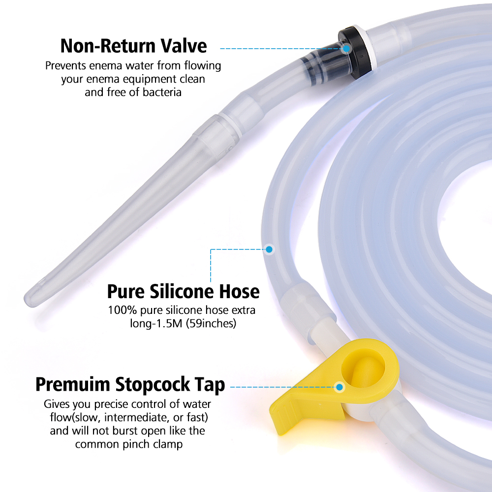 2L Enema Bag ชุดซิลิโคน Bidet Enema ท่อ Enema หัวฉีด Colon Tube ขวดกาแฟ Enema Bucket Kit สําหรับลําไส้ทําความสะอาดฝักบัว