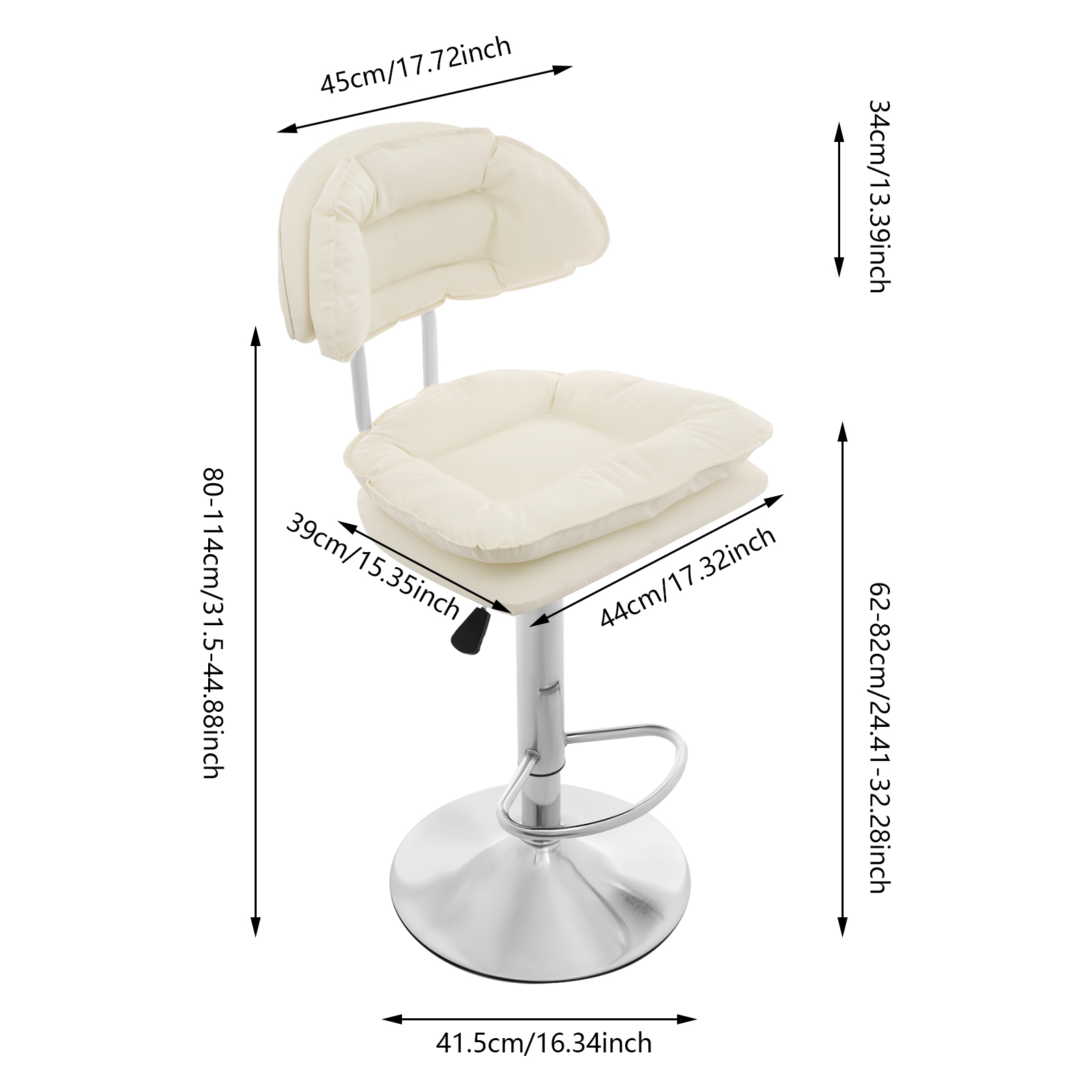 Höhenverstellbarer Barhocker 360° °   Drehbarer Stuhl, 2-teilig, Barhocker, hochflexibel, starke Tragfähigkeit für Bars, Esszimmer