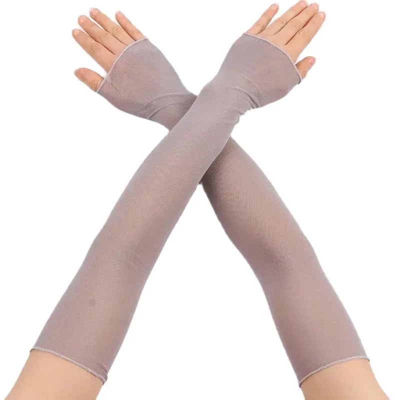 Women Sexy High Elasticity Breathable Thin Mesh Transparent Tight Fingerless Gloves Summer Sun Protection Ruffles
