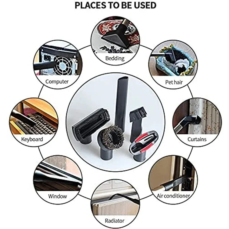 Accesorios de repuesto para aspiradora, accesorios para aspiradoras de 1 1/4 pulgadas y 1 3/8 pulgadas, boquilla para cepillo, herramienta para hendiduras, accesorios para aspiradoras