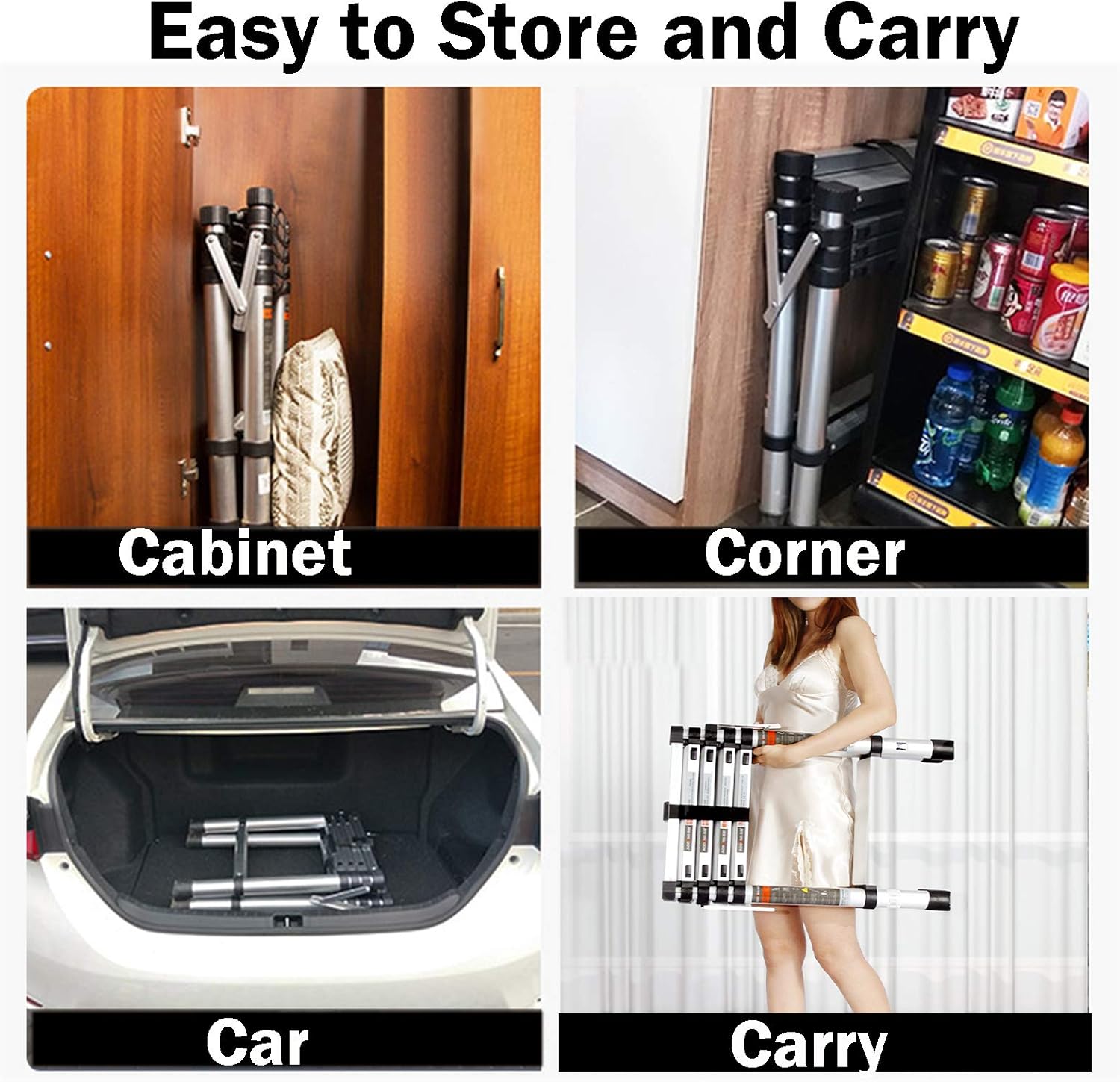 Telescoping Step Ladder Aluminum 4+5 Steps Max 150kgs Capacity A-Frame Multipurpose Ladder for Indoor and Outdoor Household