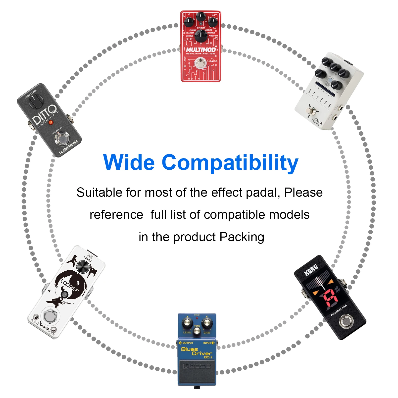Rowin Power Adapter 5 Way กีตาร์ไฟฟ้าเหยียบปลั๊กอุปกรณ์เสริมสาย Daisy Chain Wire Pro 9V DC 500mA ปลั๊ก Pod