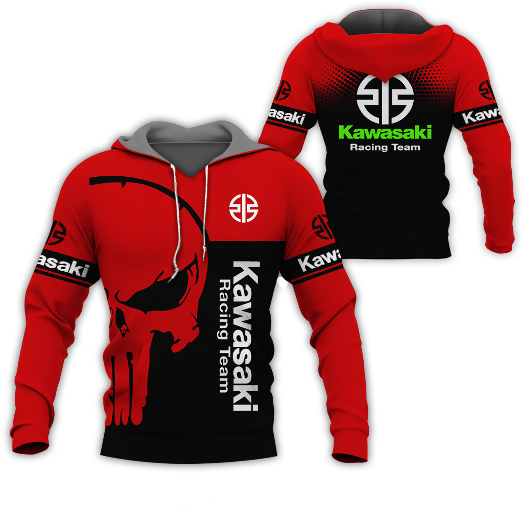 Primavera e autunno Nuova stampa 3D Kawasaki Ninja Motocicletta Equitazione Off-Road Pullover Sport estremi Avventura Felpa con cappuccio unisex