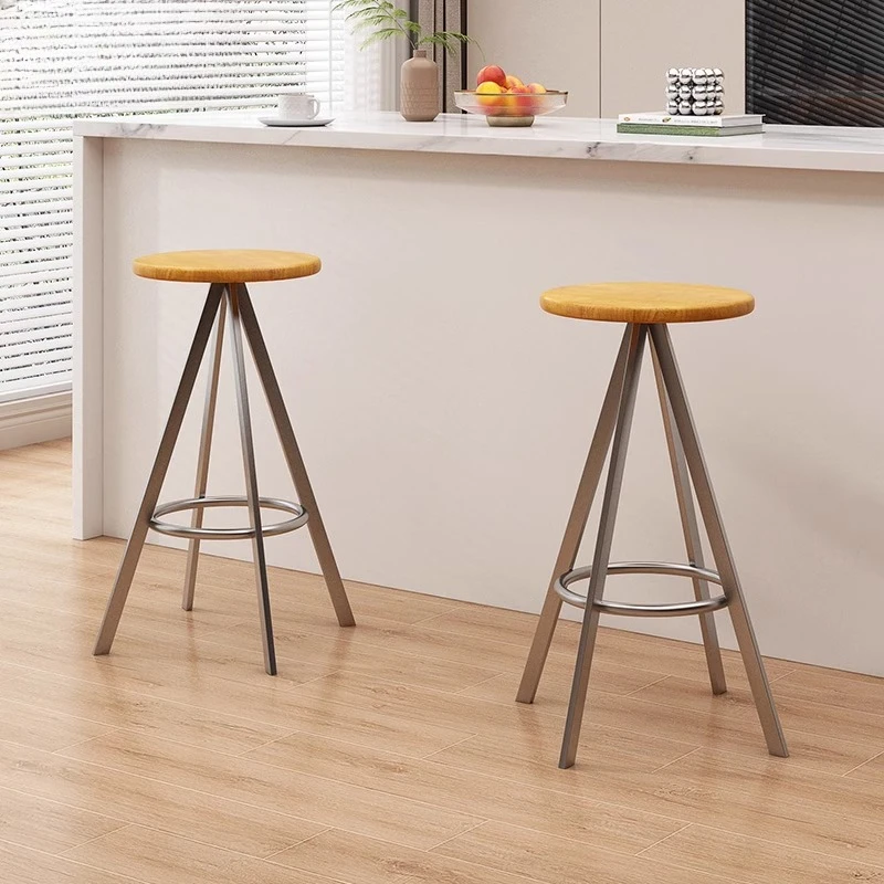 Nordic Modern Bar Stools with Round Seat  Luxury Counter Height Kitchen Island Stools for Home Bar & Restaurant Bar Furniture