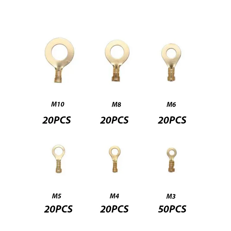 150 ชิ้น Boxed Terminal Block สายไฟ M3/M4/M5/M6/M8/M10 O - type Ground Lugs Terminal Cold - Pressed ทองแดง Tab สายไฟจมูก