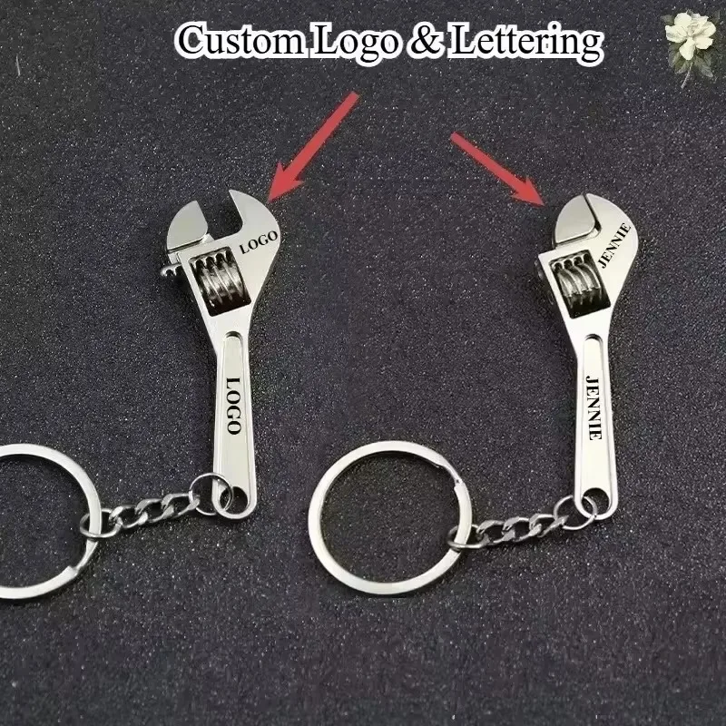 Custom พวงกุญแจส่วนบุคคล Mini ประแจพวงกุญแจเครื่องมือจําลอง Key chain โลหะสร้างสรรค์กระเป๋ารถจี้ผู้ชายของขวัญพิเศษ