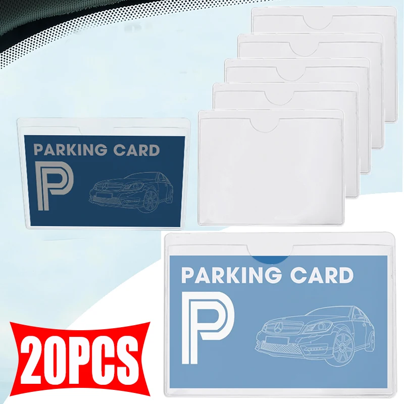 Car Windshield Transparent Card Holder Parking Pass Label Set Portable Adhesive Protective Film Cards Identification Card Holder