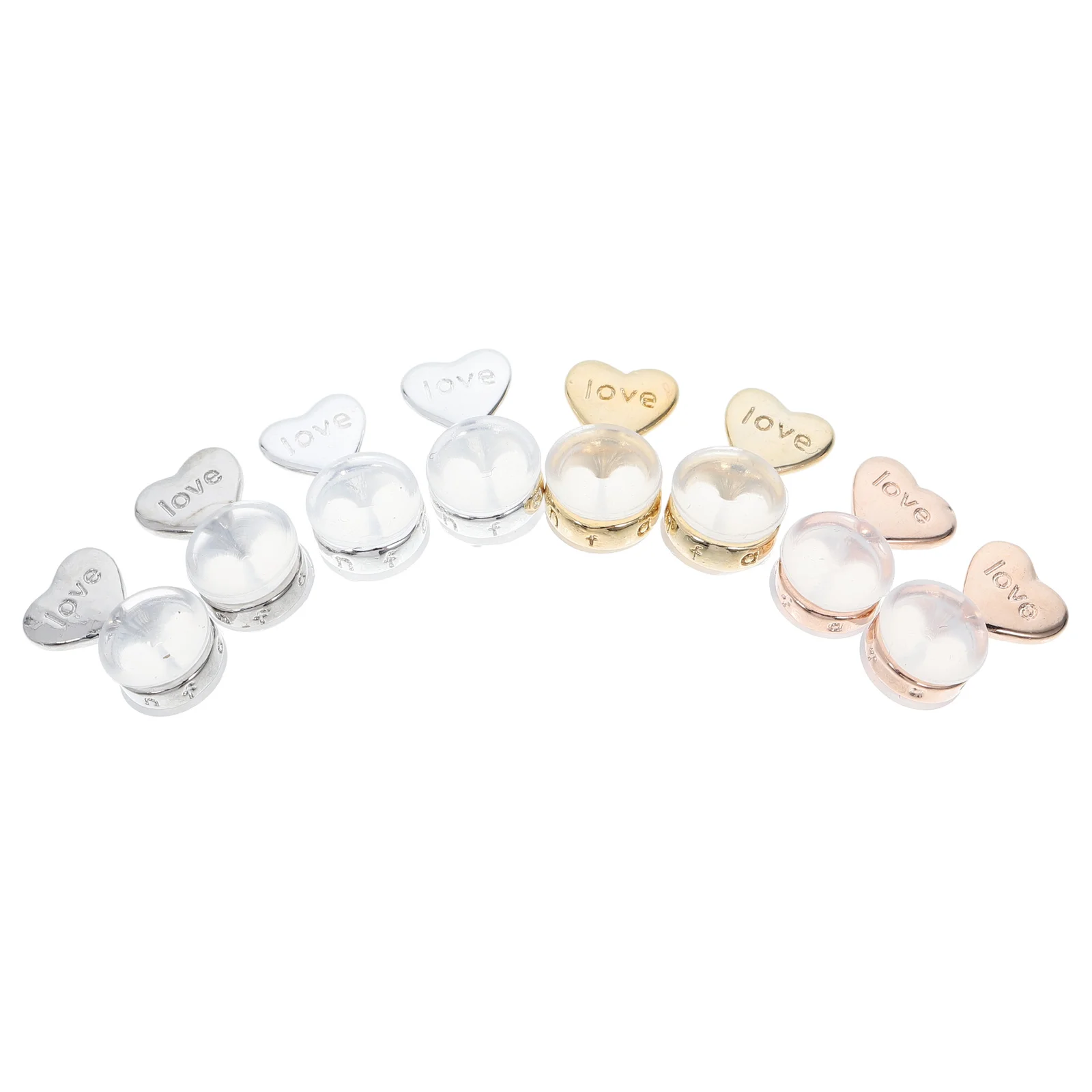 4 Pasang Penyangga Anting Silikon Bentuk Hati, Penahan Anting Berat, untuk Anting yang Jatuh, Lembut dan Nyaman