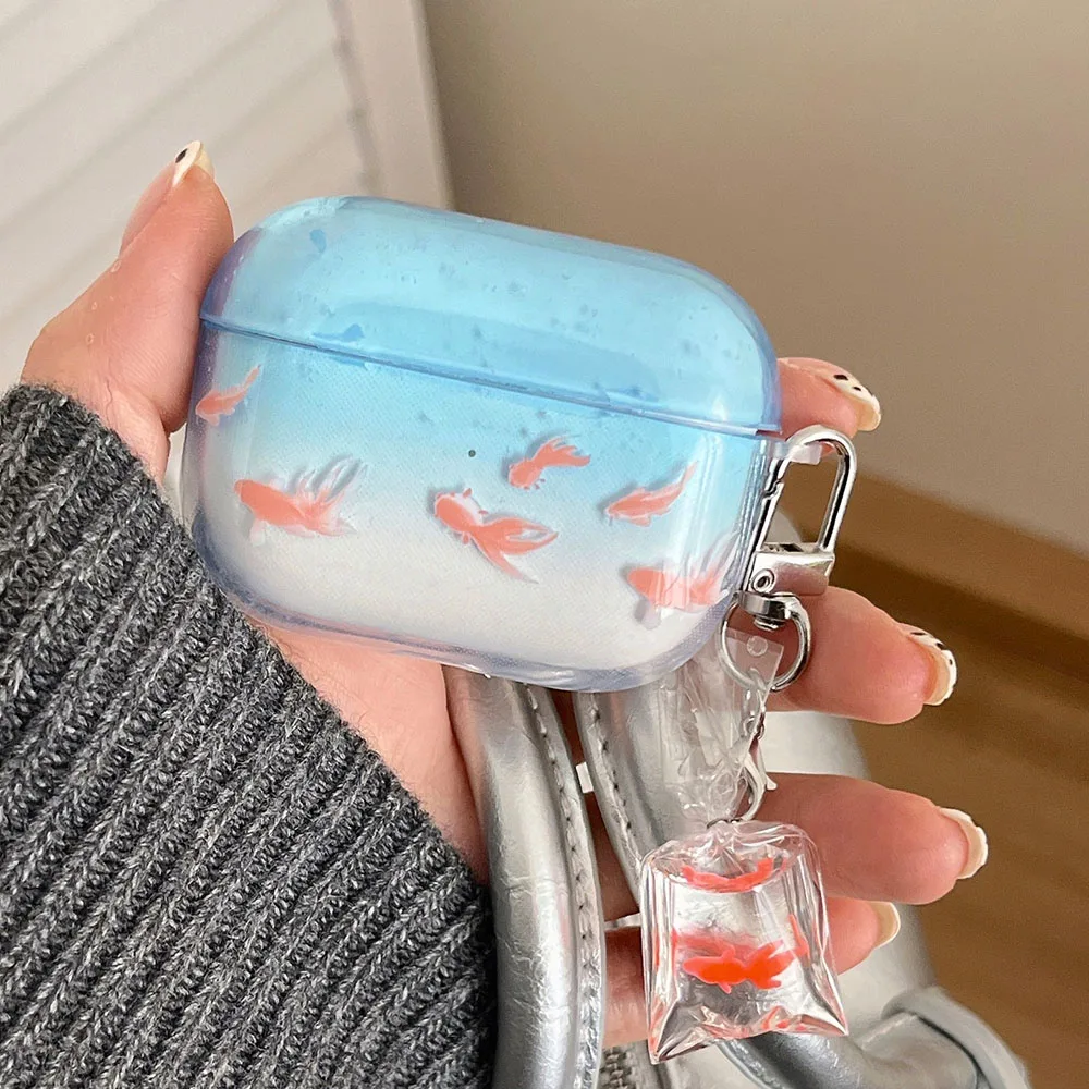 Funda para auriculares con gradiente koi bonita y ornamental para airpods 2 3 4, funda protectora suave de TPU para airpods pro 2 2.a caja de carga