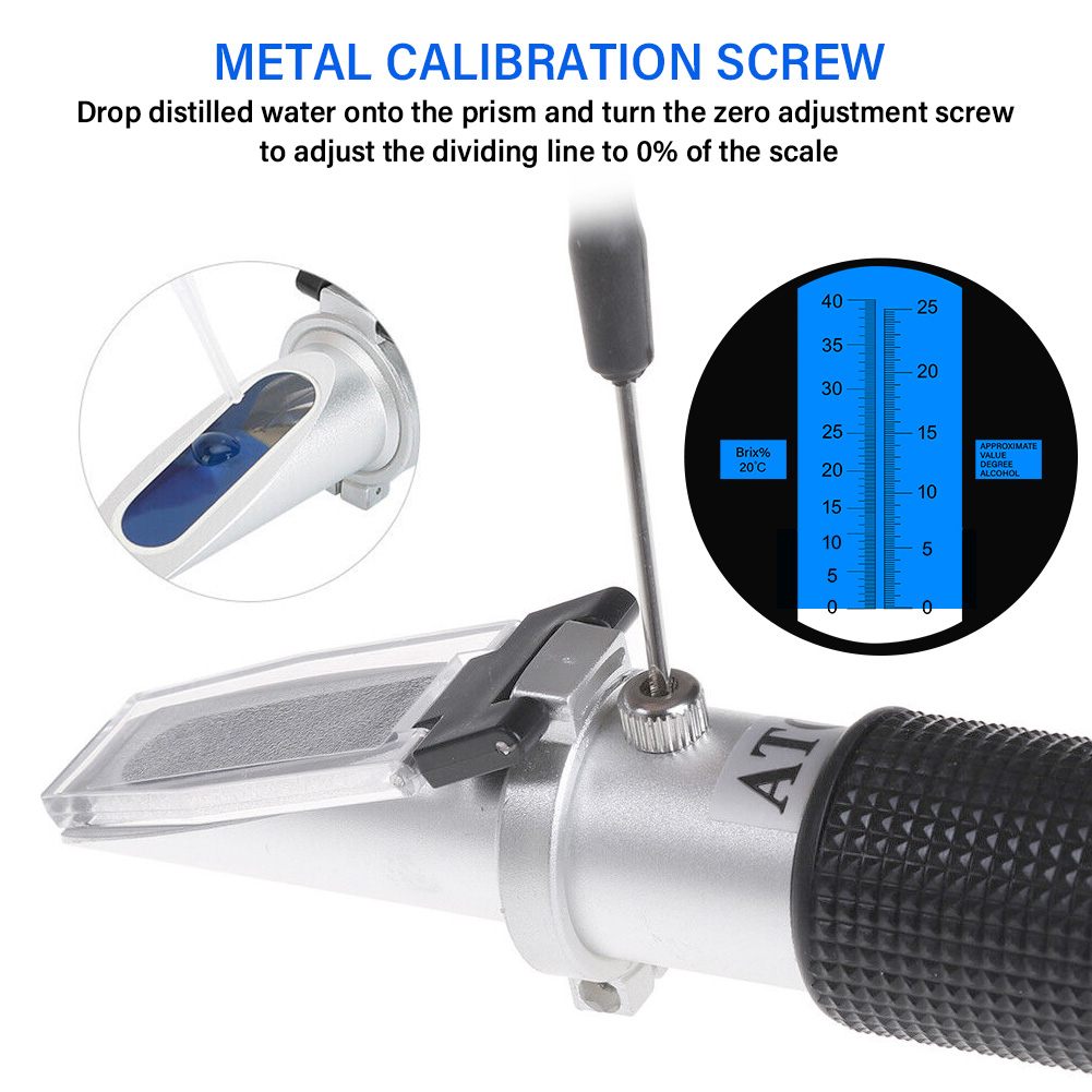 Yieryi 100% nueva marca 0 ~ 40% Brix 0 ~ 25% refractómetro de gravedad específica de mosto de Alcohol cerveza zumo de fruta vino medidor de prueba de azúcar