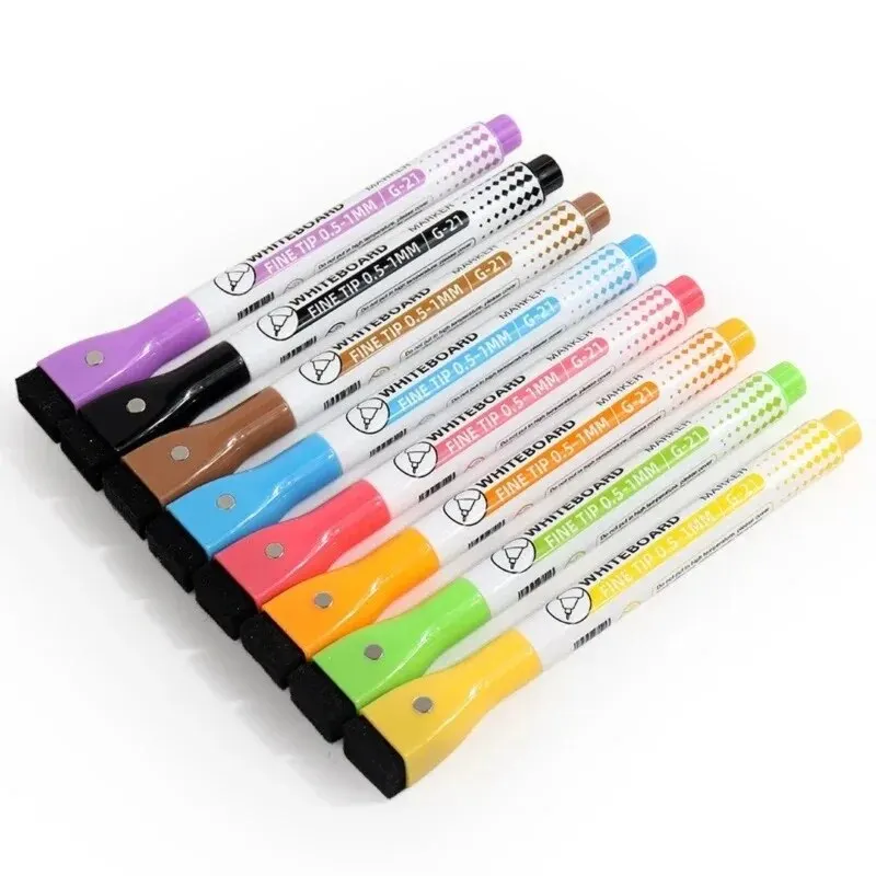 8 สี 0.5 มม.Magnetic DRY ERASE Markers ไวท์บอร์ด MARKER ปากกาสํานักงานโรงเรียนสีขาว BOARD เครื่องเขียน Extra Fine TIP ปากกาสี