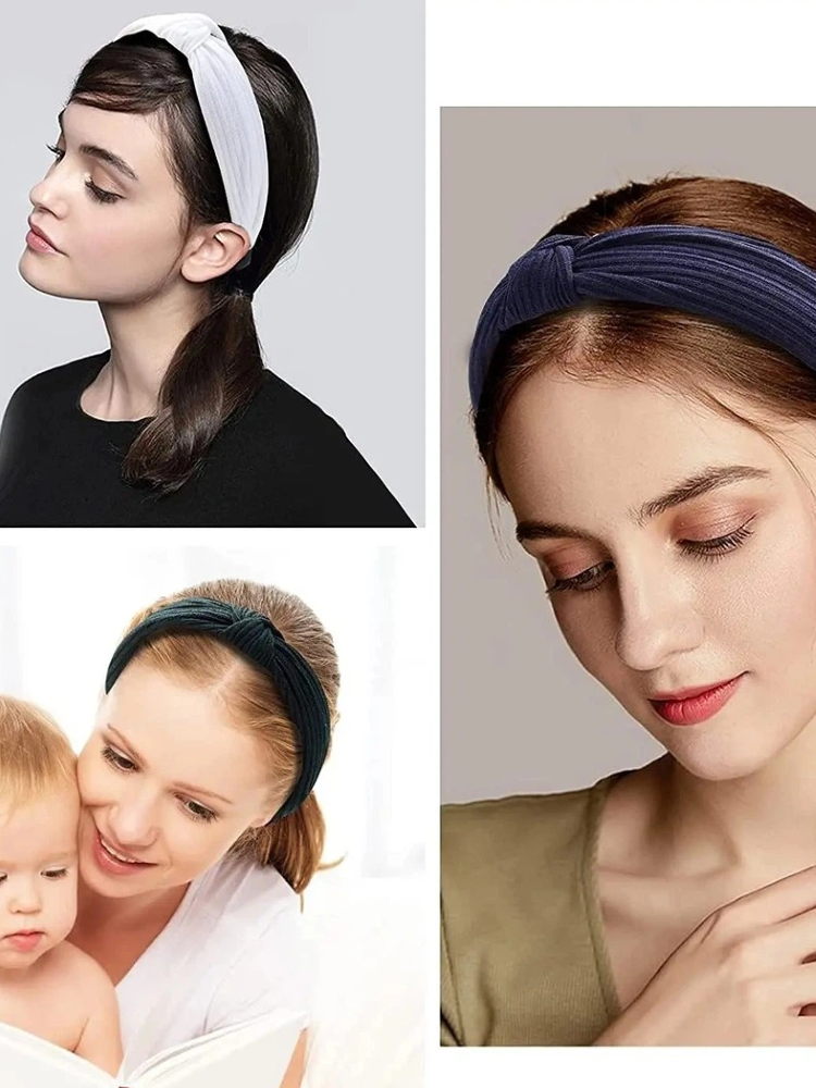 แฟชั่นที่ผูกปมH Eadbandsสําหรับผู้หญิงสาวสีทึบวงผมที่เรียบง่ายข้ามปมH Airbandsผมห่วงอุปกรณ์ผมสําหรับผู้หญิง