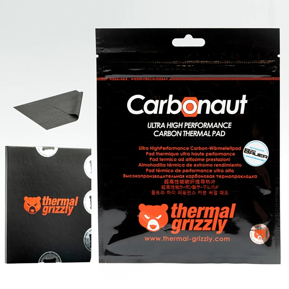 Podkładka termiczna Thermal Grizzly Carbonaut 0,2 mm Carbon Nieklejąca, elastyczna podkładka termiczna wielokrotnego użytku CPU/GPU/PS4/płyta główna
