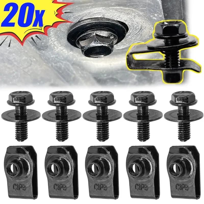 Clips de tuerca en U para coche, tornillos de Metal, guardabarros, hebilla de parachoques, tornillos de remache, Clips tipo U, accesorios para coche