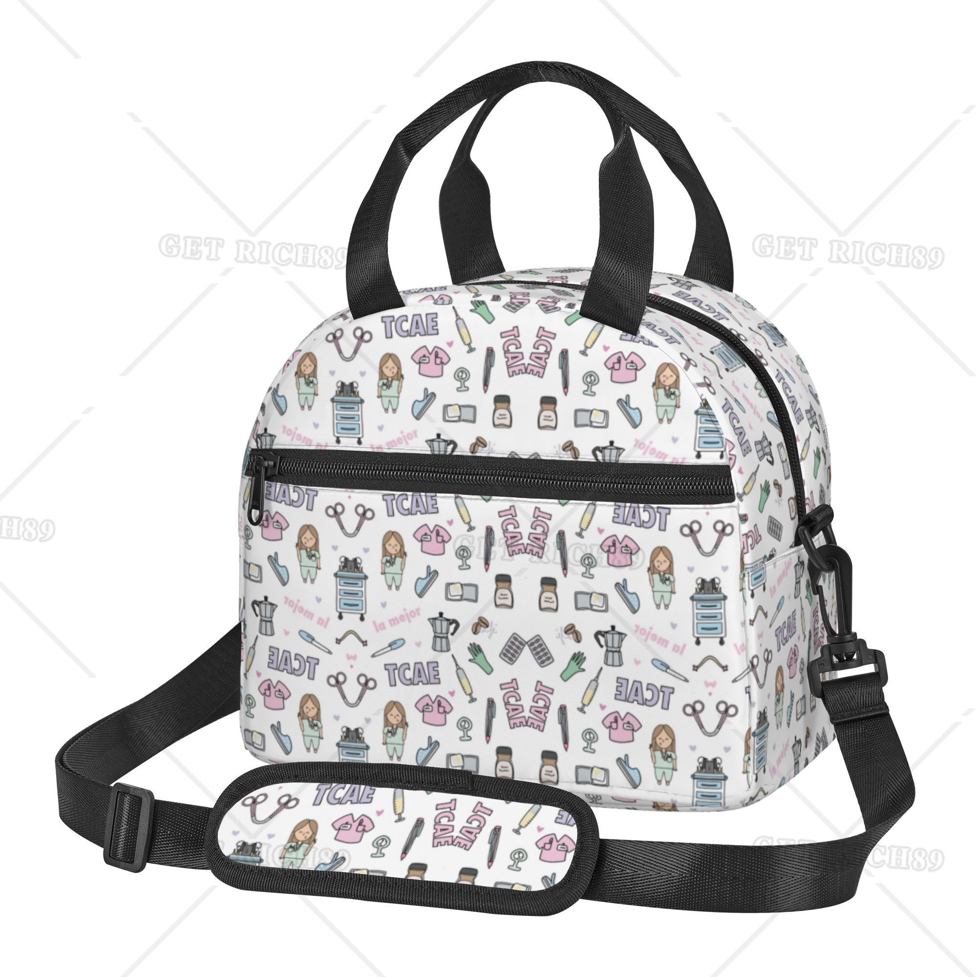 Doctor Nurse Enfermera En Apuros Lunch Bag Large Insulated Lunch Boxes with Adjustable Shoulder Strap for Women Kids Work Trip