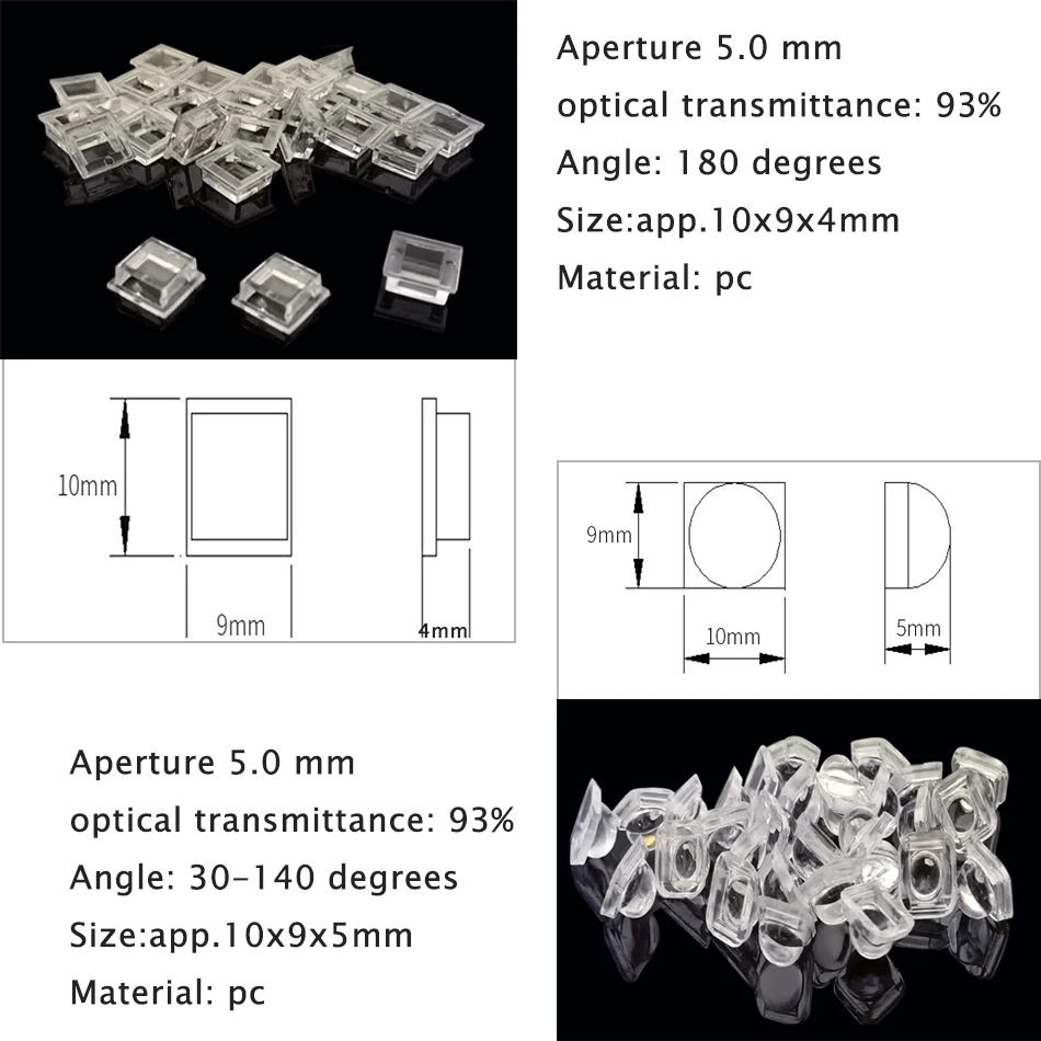 100PCS 5050 LED Lens 30 60 90 120 140 180 Degree Convex Optical Lens For 5050 SMD WS2812  WS2811 SK6812  RGB LED stirp light